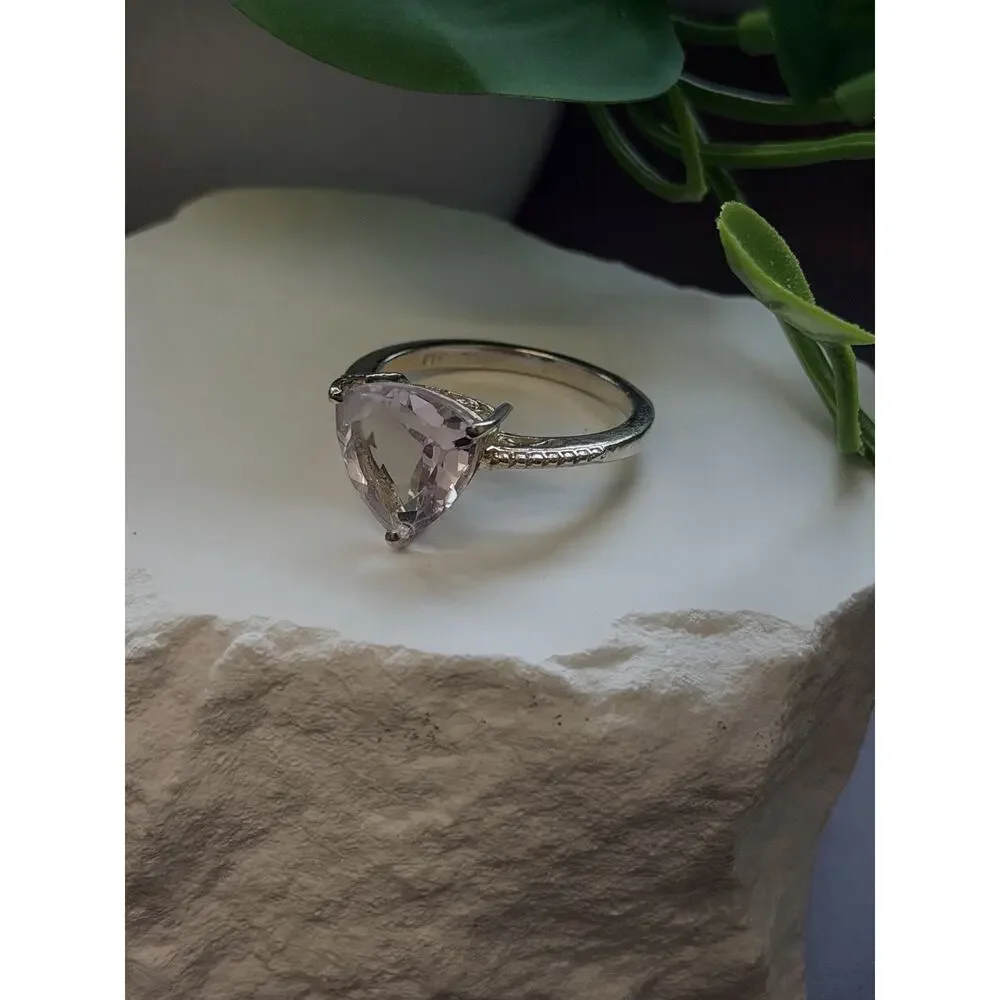 925 Sterling Silver Lilac Tone Morganite Ring Size 9